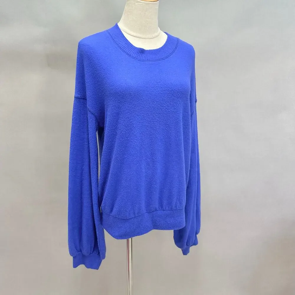 Free People Beach TGIF Pullover Sweater In Royal‎ Blue Size Extra Small